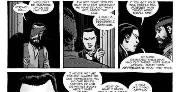 Hershel and Carl argue in Walking Dead finale.