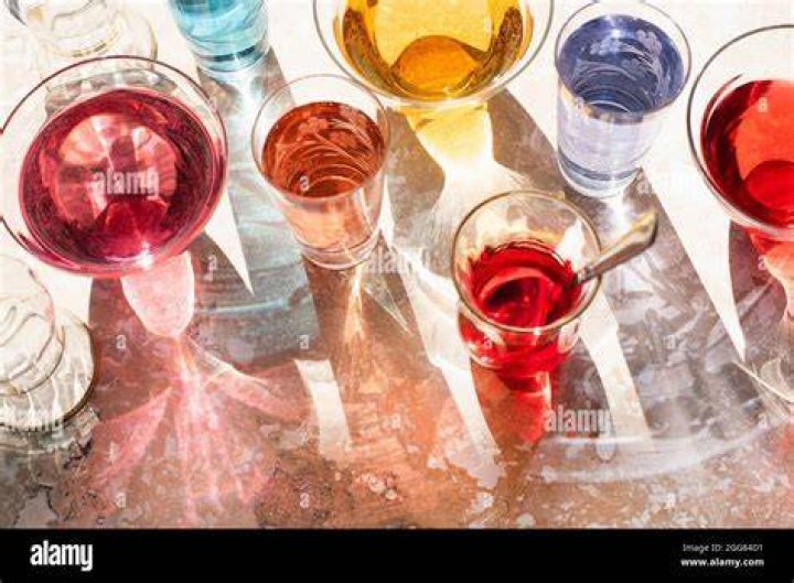 High Angle View Of Drinks On Table