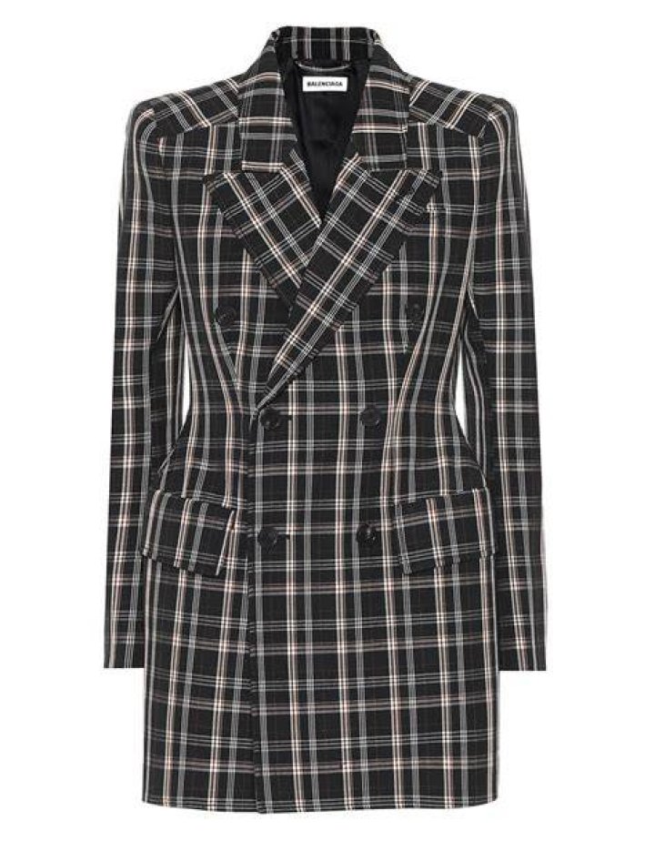 Hourglass Checked Wool Blazer
