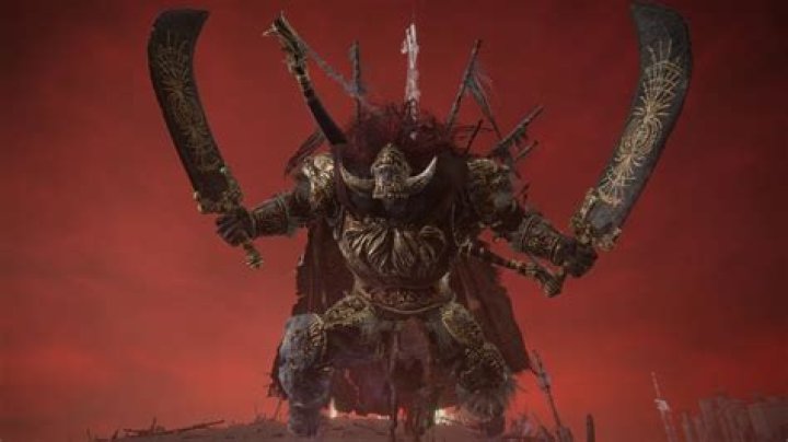 Image of Starscorge Radahn (left), Tarnished (middle), and Morgott (right) overlooking the Lands Between