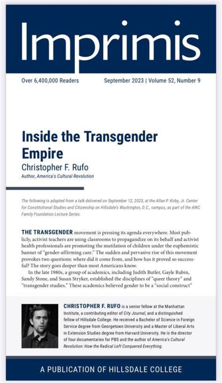 Inside the Transgender Empire, Christopher Rufo Hillsdale College