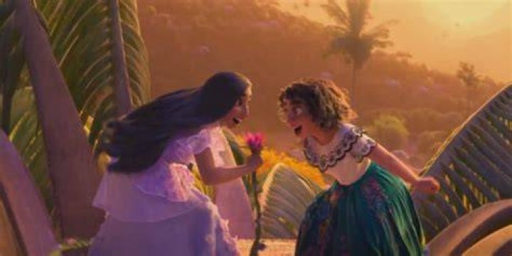 Isabella and Mirabel singing outside on Encanto