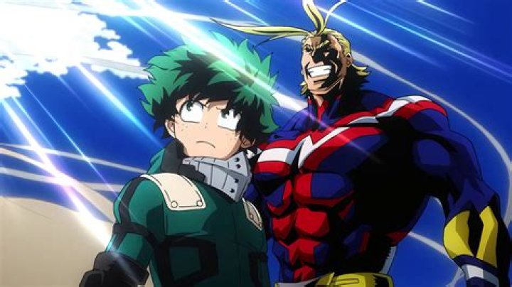 Izuku Midoriya, All Might, and Tomura Shigaraki from the My Hero Academia anime series.