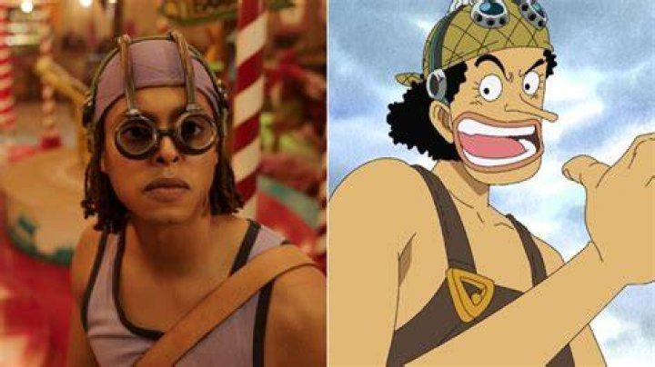  Jacob Romero as Usopp, Emily Rudd as Nami, Inaki Godoy as Luffy, Taz Skylar as Sanji, and Mackenyu as Zoro standing in a circle on the Going Merry in Netflix's live-action One Piece