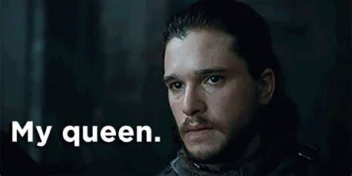 Jon Snow and the Queen of Dragons in Game of Thrones Look at each other
