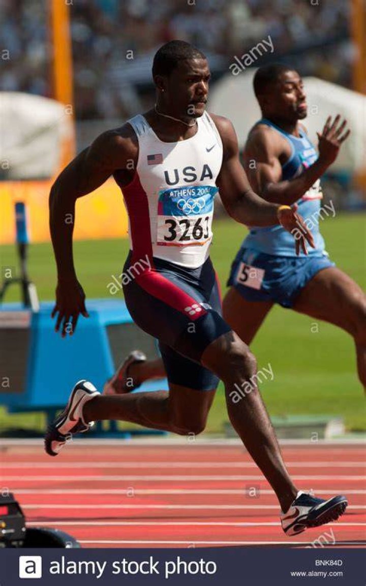 Justin Gatlin (USA) competing in the Men's 100m Round 1 at the Olympic