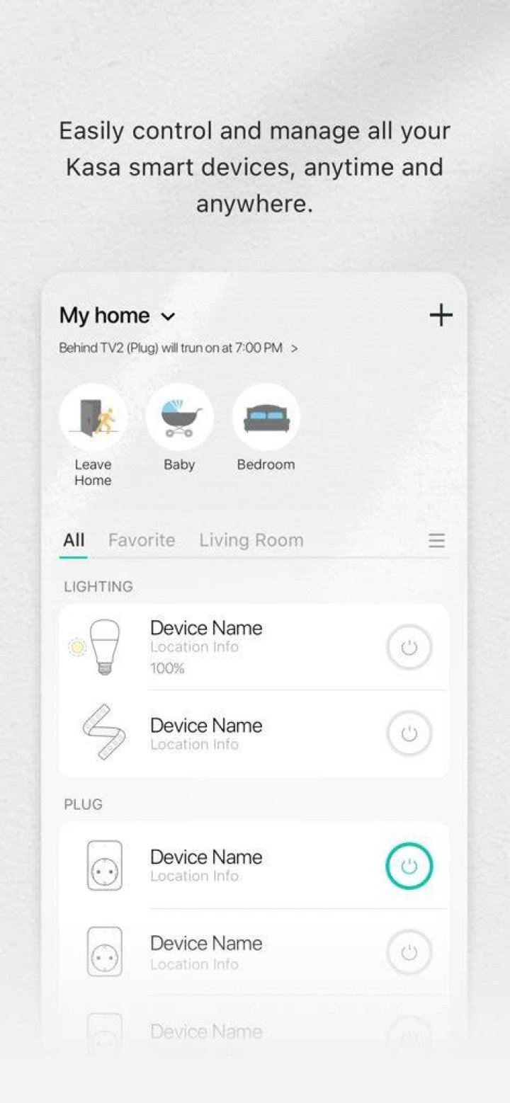 Kasa app buttons
