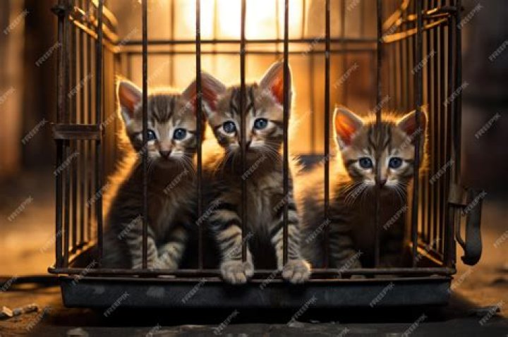 kittens in a cage of a shelter