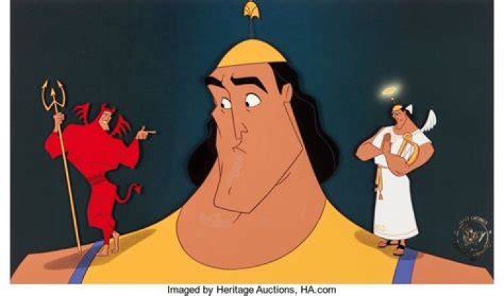 Kronk with his shoulder devil and angel in Disney The Emperor's New Groove