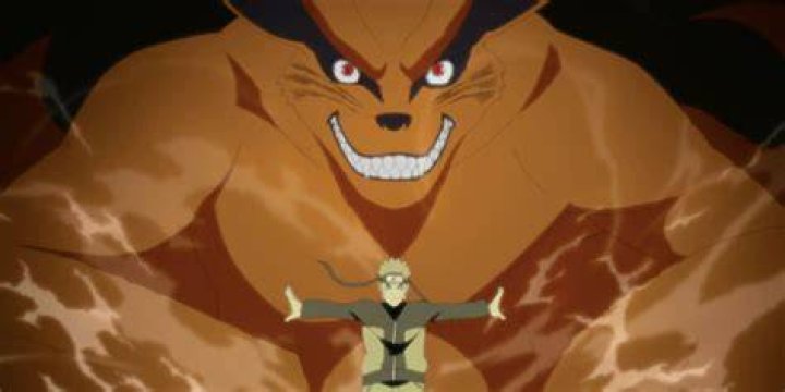 Kurama sits in front of several serial spheres in Naruto Shippuden
