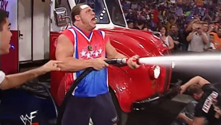 Kurt Angle with the milk truck