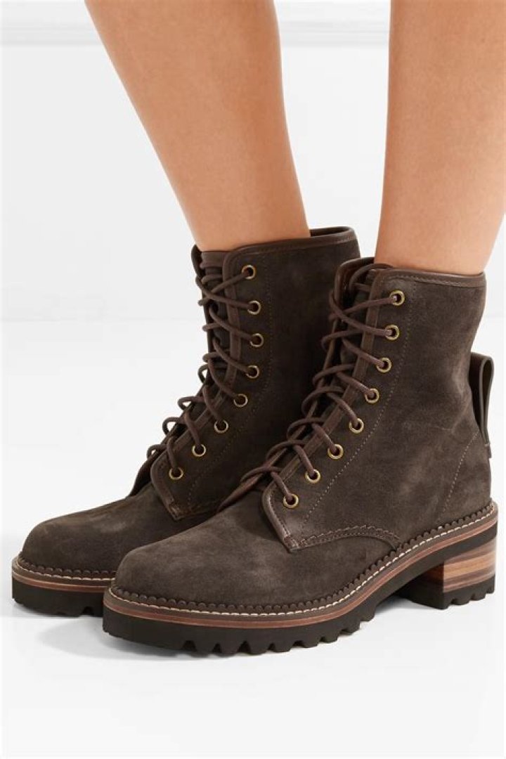 Leather-trimmed suede ankle boots Leather-trimmed suede ankle boots