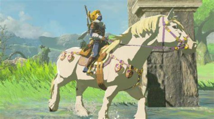 Link riding the Royal White Stallion in Tears of the Kingdom.