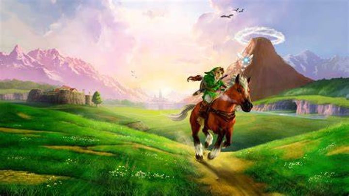 Link riding Zelda's Golden Horse in Tears of the Kingdom