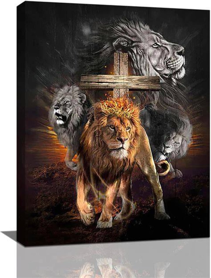 Lion with a cross on the eye tattoo