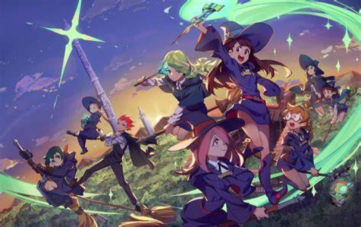 Little Witch Academia's main cast posing for a poster.