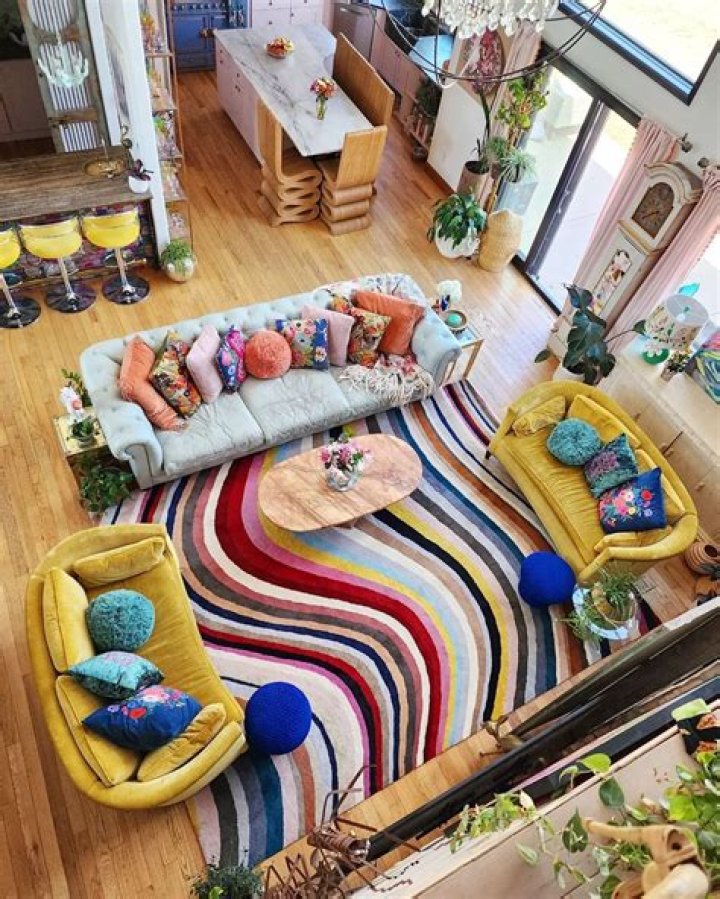 Living room with creative furnishings and views of Central Park