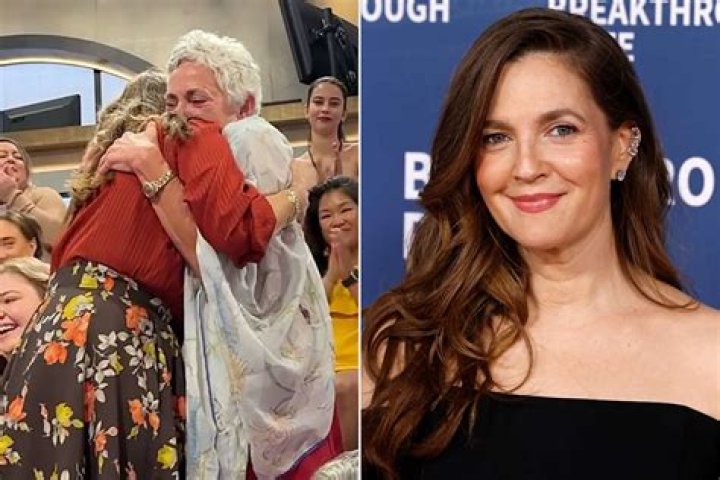 Long and Barrymore reuniting in person after building a relationship again. Photo / The Drew Barrymore Show