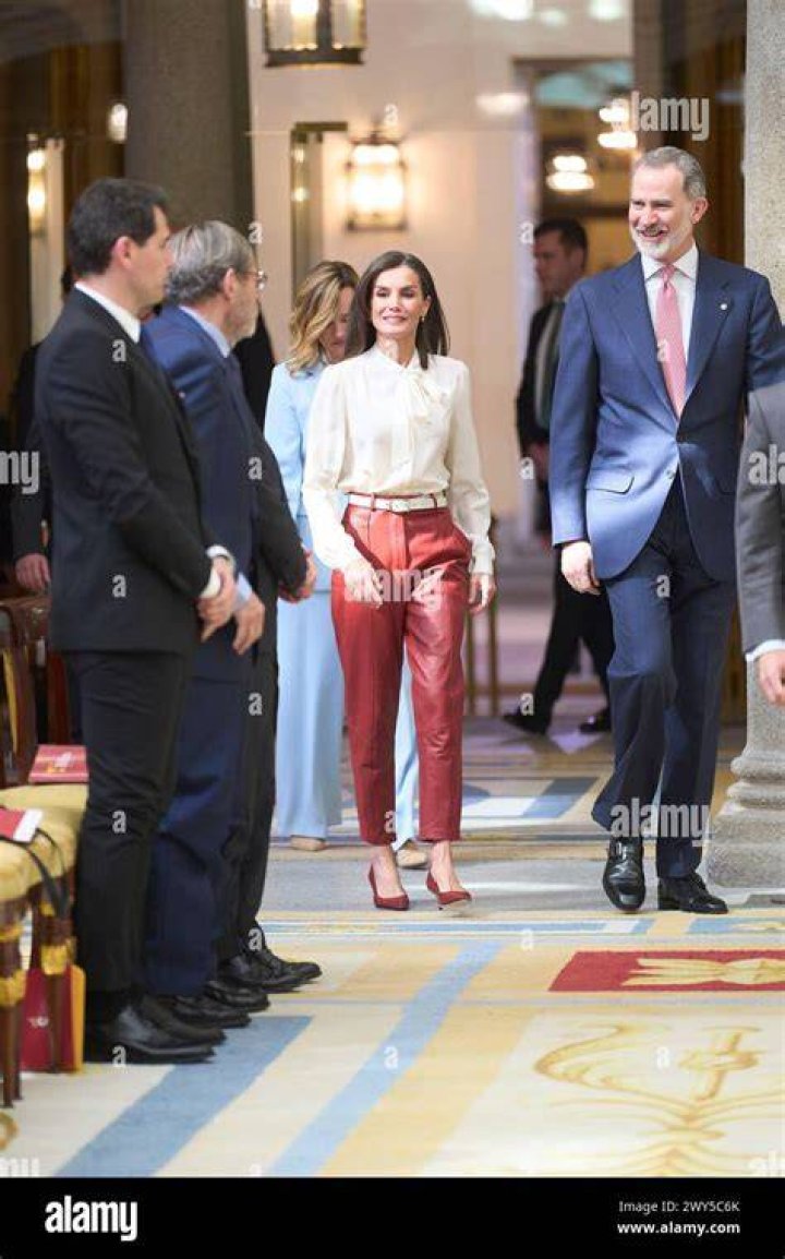Spanish Royals Host An Official Lunch For "Miguel De Cervantes 2023" Award madrid, spain april 24 queen letizia of spain hosts an official lunch for the miguel de cervantes 2023 award at the royal palace on april 24, 2024 in madrid, spain photo by carlos alvarezgetty images