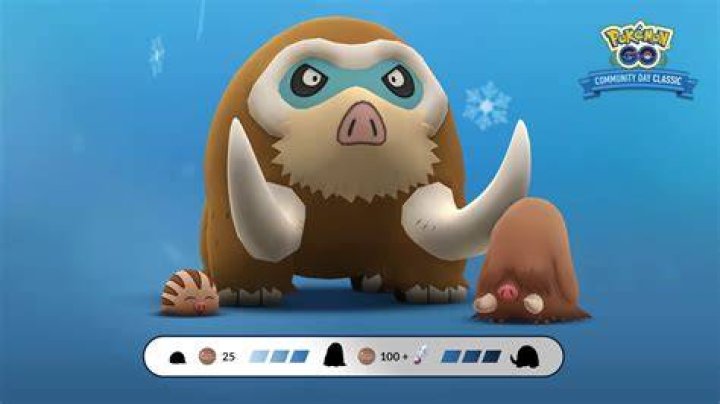 Mamoswine appears on a Pokemon GO background