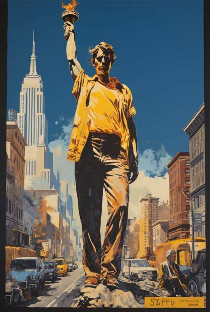 Man and Statue of Liberty, New York, USA