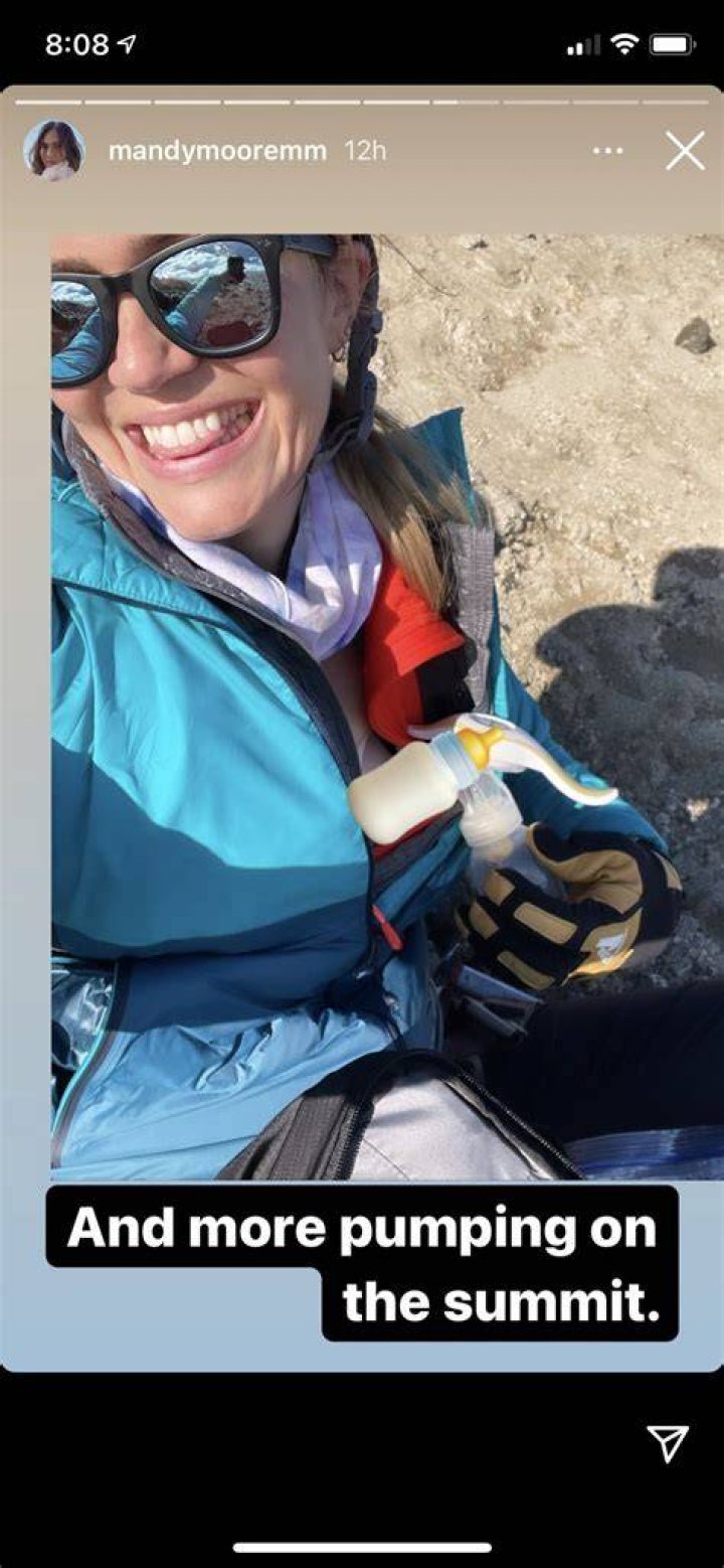 Mandy Moore Shares Photo Pumping Breast Milk as She Summits Mountain