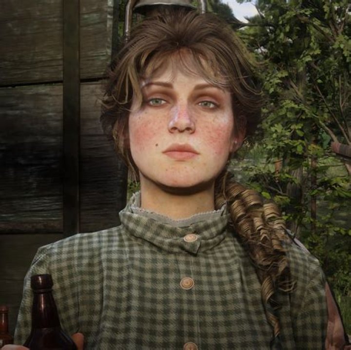 Mary Beth Gaskill looking down in Red Dead Redemption 2.