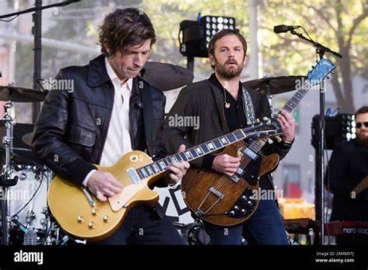 Matthew Followill (left) and Caleb Followill perform with Kings of Leon at Spark Arena. Photo / Garry Brandon / Spark Arena