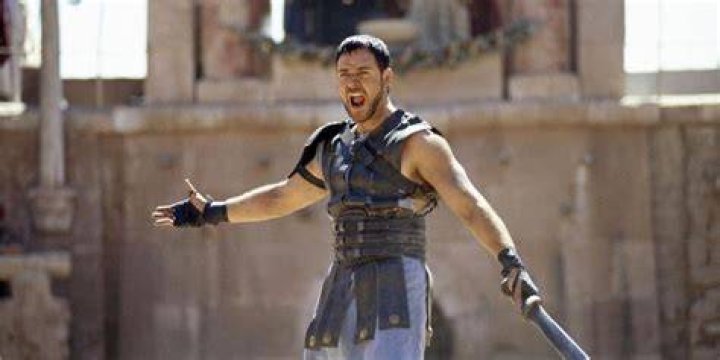 Maximus yelling in the Coliseum in Gladiator and Ben-Hur rowing in a galley