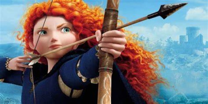 Merida wielding her bow and arrow in Pixar's Brave