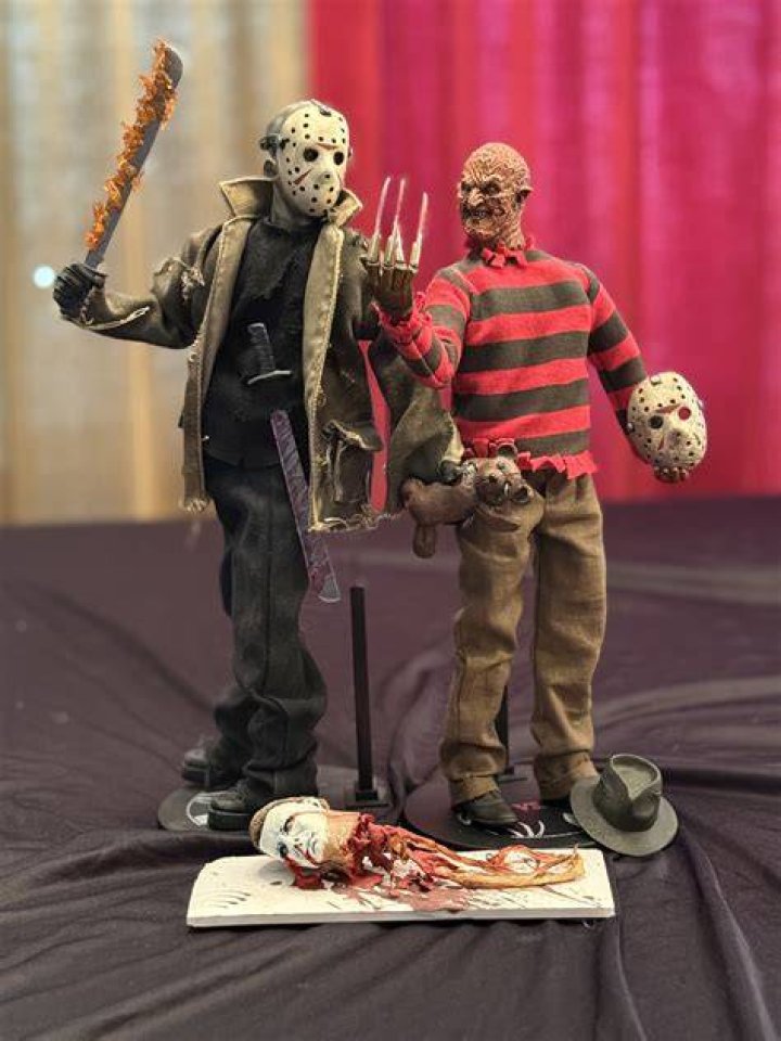 Michael Myers and a severed head from the new Halloween movies.