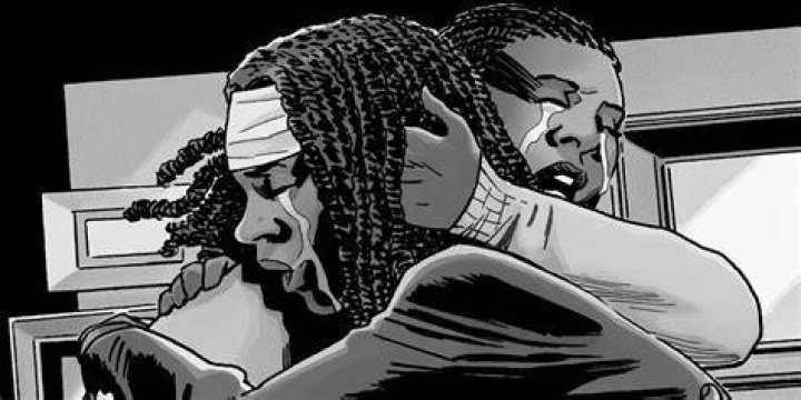 Michonne hugs her daughter.