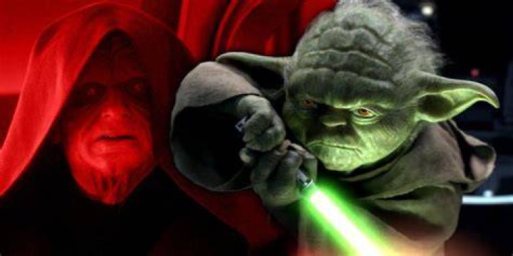 Montage of Yoda battling Palpatine