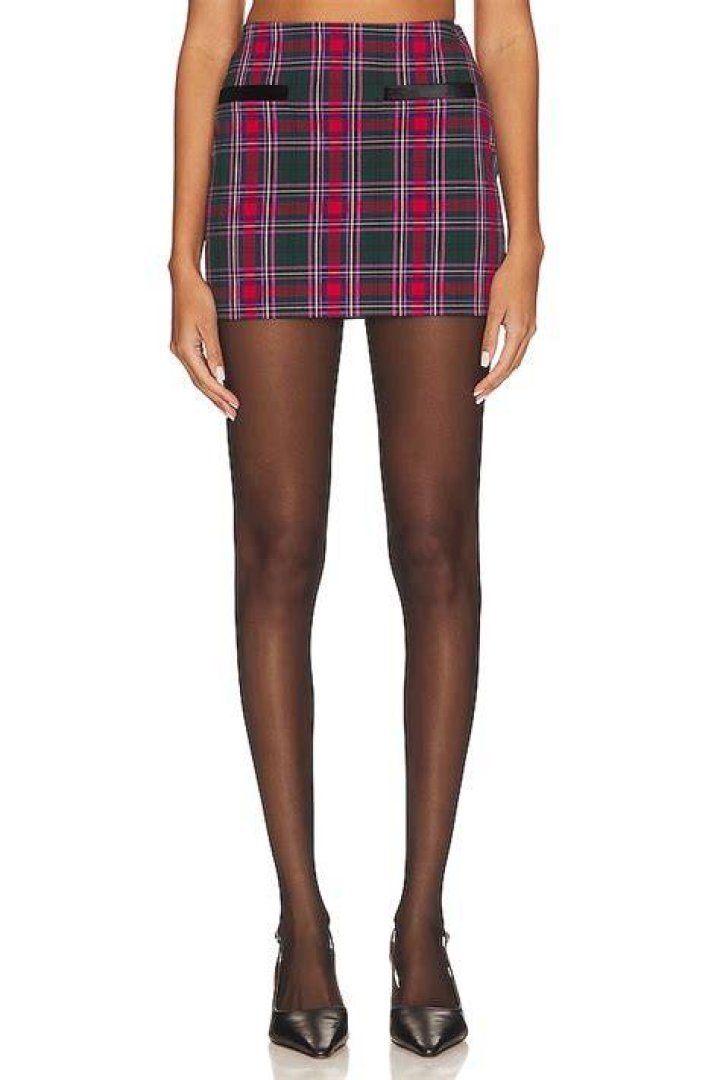 Multi Colored Plaid Mini Skirt With Side Slit Shop at Papaya Clothing