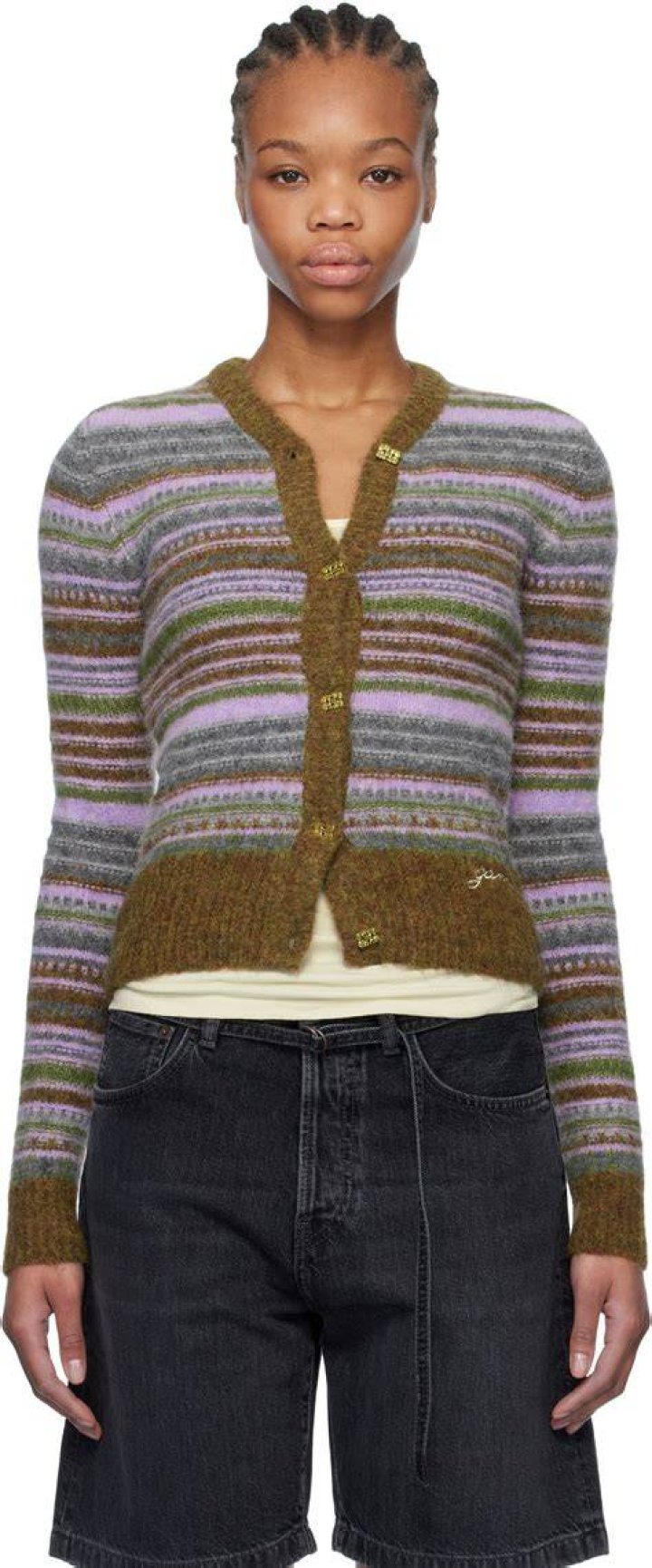 Multicolor Alpaca & Wool Stripe Soft Cardigan Multicolor Alpaca & Wool Stripe Soft Cardigan