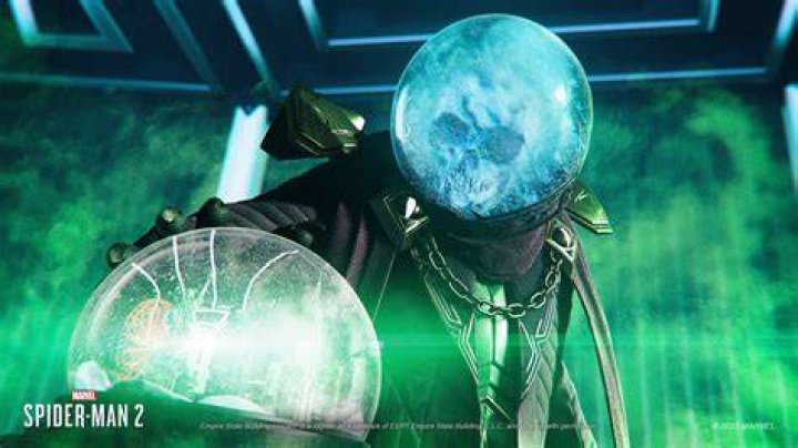 Mysterio in front of the spider-man no way home poster