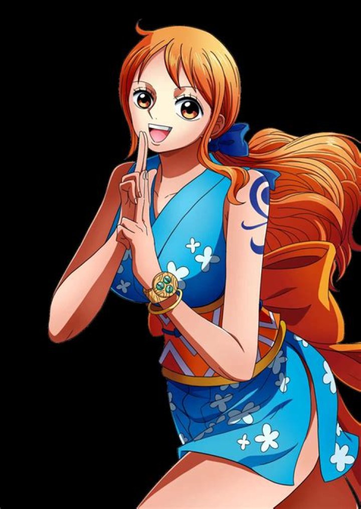 Nami from the One Piece anime next to the live-action Netflix version played by Emily Rudd