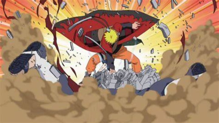 Naruto uses the Frog Kata to land a blow against Pain