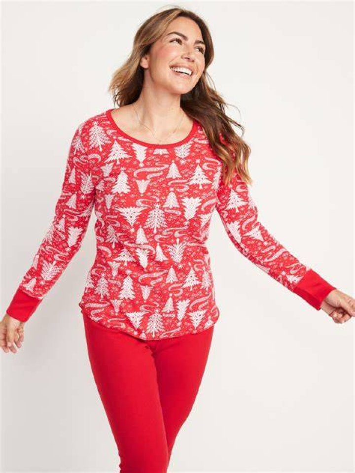 old navy Printed Thermal-Knit Long-Sleeve Pajama Top