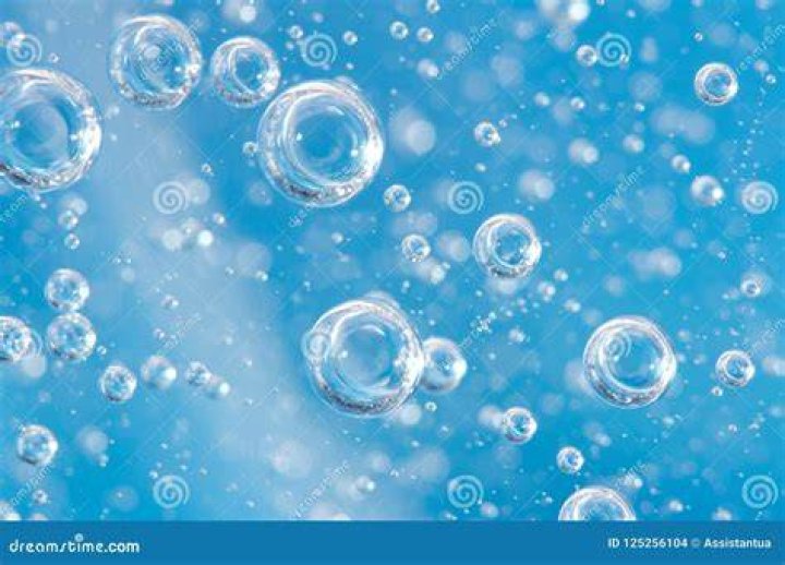 Oxygen bubbles under water in the aquarium