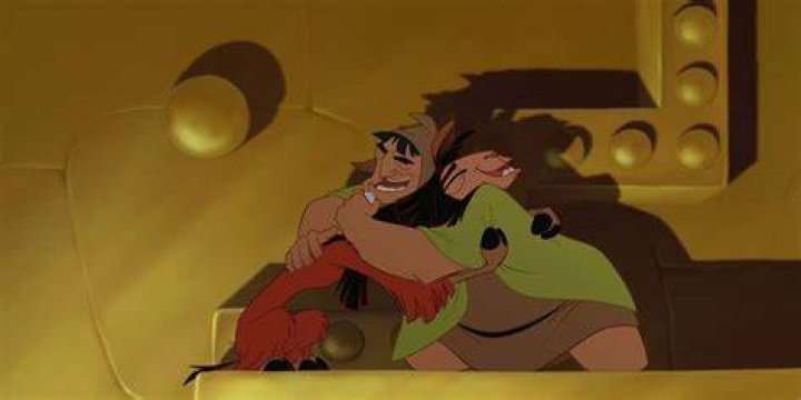 Pacha and Kuzco hugging in Disney The Emperor's New Groove