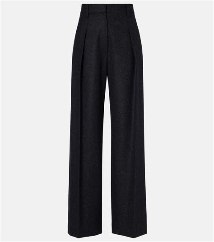 Pantalones rectos de lana de tiro alto