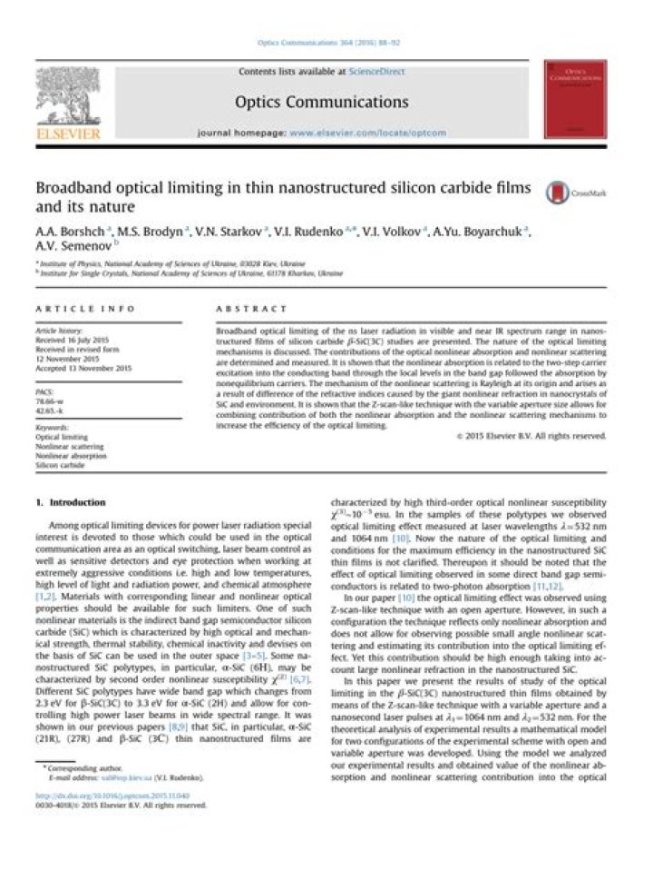 (PDF) Broadbandopticallimitinginthinnanostructuredsiliconcarbide films