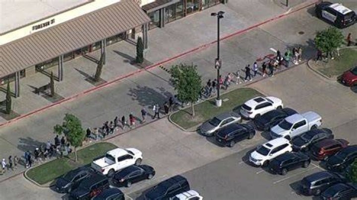 People are evacuated from Allen Premium Outlet mall in Texas. Photo / AP