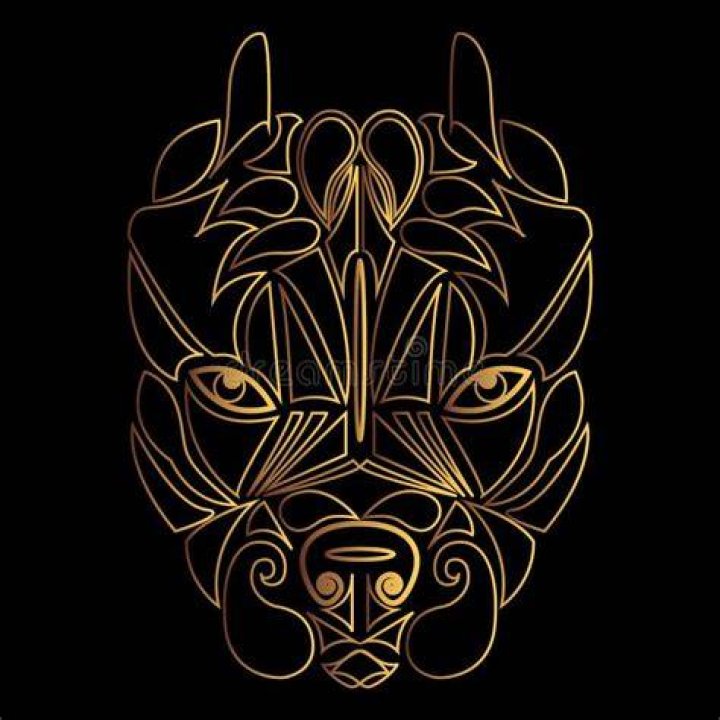 Pitbull. Tribal Ethnic Dog Totem, Detailed Ornament, Abstract Art In A