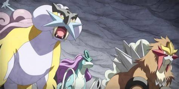 Pokemon Gold Silver Legendary Beasts Entei Raikou Suicune standing in line