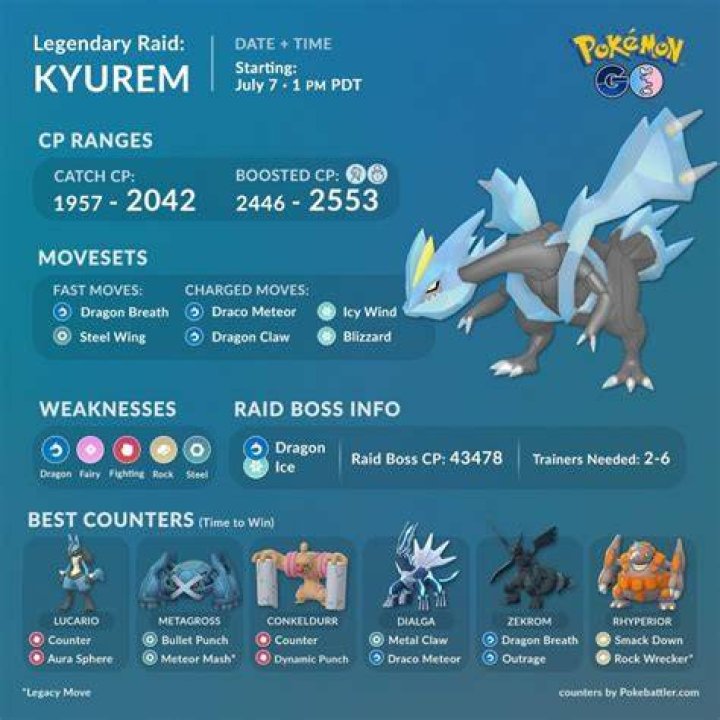 Pokemon Kyurem raid, Pokemon go raid, kyurem raid