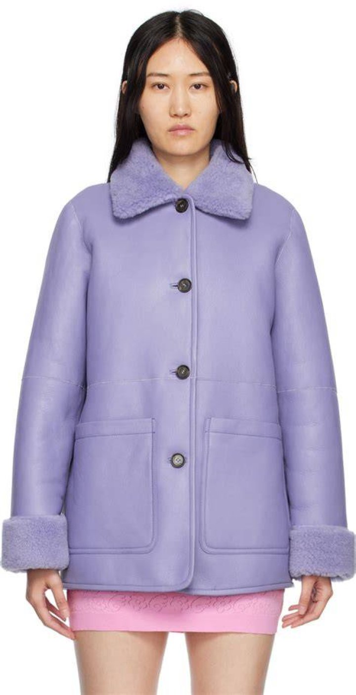 Purple Delhi Reversible Shearling Coat