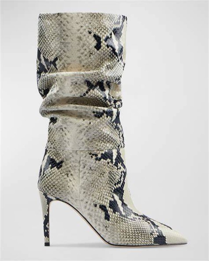 Python-Embossed Slouchy Mid Boots Python-Embossed Slouchy Mid Boots