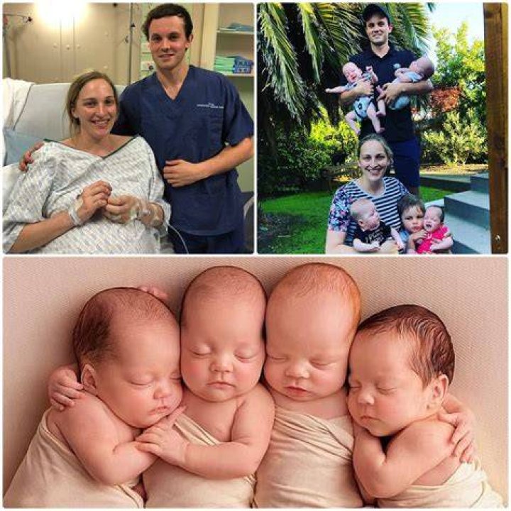 Quadruplets Hudson, Molly, Indie and Quinn, with their older brother Brooklyn. The quads turn four this month. Photo / Supplied